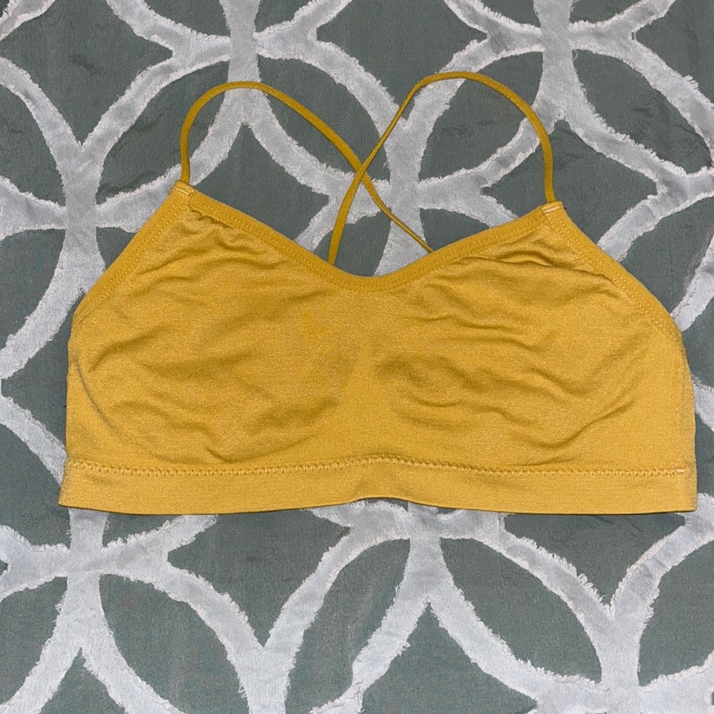 Yellow sports bra